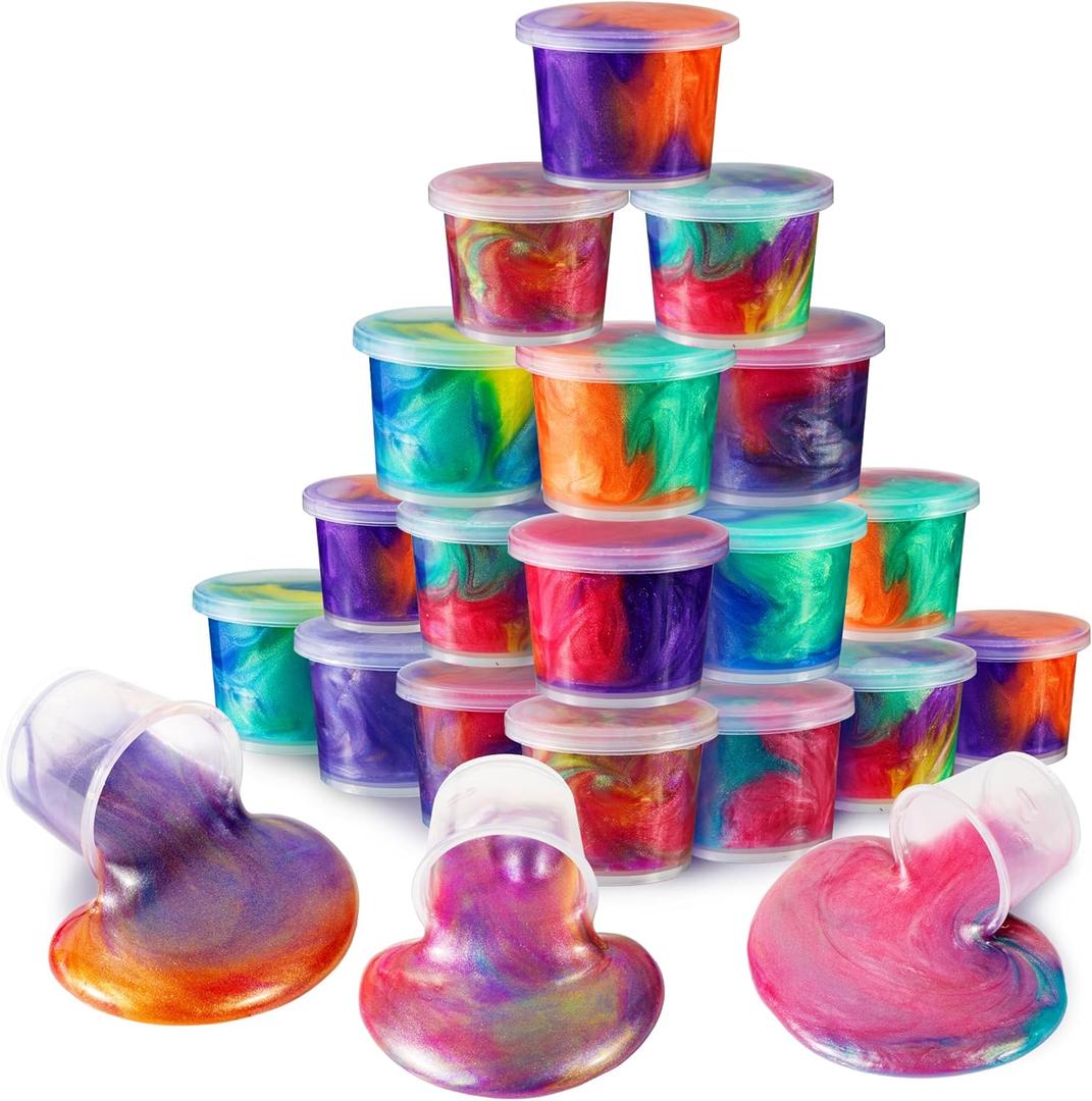 Galaxy Slime Putty 24pack Toy Party Favors for Girl, Non-Sticky, Stress Relief Toy for Boys, Easter Basket Stuffers, Christmas Stockings
