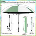 Abbylike 2 Pack 48.6" Double Canopy Umbrella with Clamp UPF50+ Beach Chair Umbrella with Clip 360adjustable Portable Outdoor Wheelchair Patio Golf Carts Camping