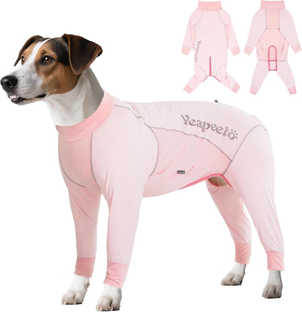 Yeapeeto Dog Sun Protection Cooling Suit UPF 50+, Quick-Dry Breathable Jumpsuit for Large & Medium Dogs, Outdoor Dirt-Resistant Shedding Control Pet Apparel (Blush Pink, X-Large)