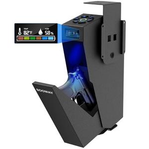 Gun Safe, Mounted Biometric Pistol Safe Drop Down Gun Lock Box for Handgun with 3 Ways Quick Access Bedside Pistol Case for Nightstand, Desk, Wall, Dresser