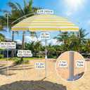 8ft Large Beach Umbrella,Heavy Duty Wind Resistant Portable Sun Shade w/Tilt Pole&Sand Anchor,Shoulder Carry Bag,Removable Hook,UV 50+ Protection,Air Vents Design for Patio Garden Pool