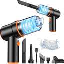 KMM Handheld Car Vacuum Cleaner, 9000PA Vacuum Cleaner & Air Duster, 120W High Power Vacuum Portable Cordless, Hand Held Vacuum Rechargeable with Multi-Nozzles & LED Light for Home, Car, Office (Black & Orange)