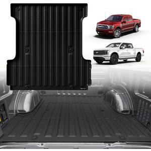 TripleAliners Truck Bed Mat Compatible with 2015-2023 Ford F150 & Lightning Accessories 5.5FT Flush All Weather Protection TPE Heavy Duty Pickup Cargo Mat
