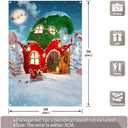 ZTHMOE 5x7ft Polyester Christmas Candy Canes House Photography Backdrop Winter Night Snowflake Background Xmas Pine Trees Cane Sugar Party Decorations Photo Banner Props with Four Holes Easy to Hang