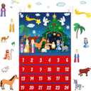 Yexiya Christmas Nativity Advent Calendar 2025 Felt Advent Wall Hanging Craft Calendar with 24 Ornaments Pockets Felt Ornaments Home Decoration for Kids Adults, Countdown to Christmas(Stylish)