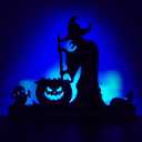 Halloween Table Decorations Wooden Witch Tabletop Centerpieces Decoration Sign with Lights, Farmhouse Home Indoor Party Decor(Witch)