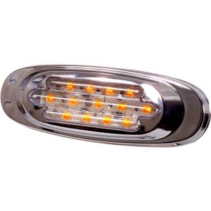 Maxxima M72270YCL Amber LED Clear Lens Oval Clearance Marker Light with Stainless Steel Bezel