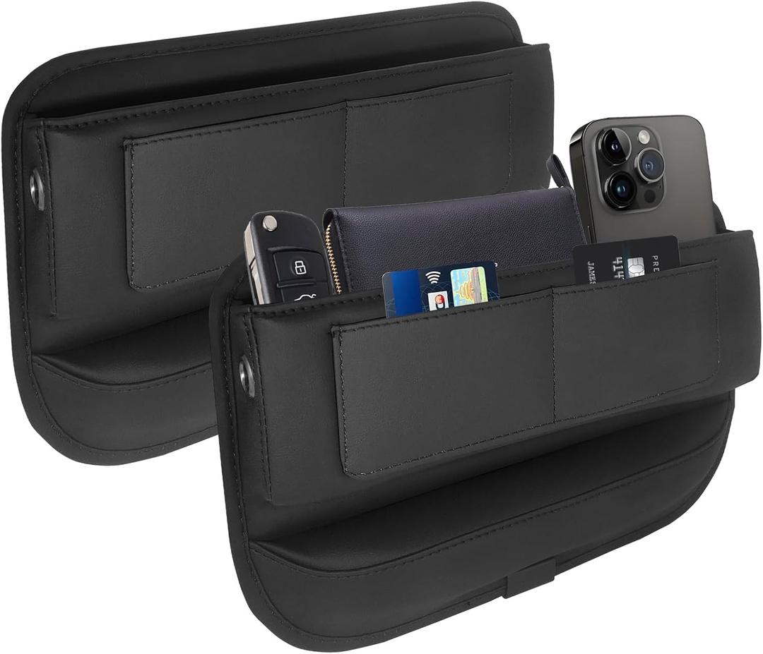 2 packs,Car Leather Seat Gap Filler Organizer and Front Seat Organizer,Center Console Organizer with Card Slots for Car Suv Truck,Fill The Gap Between Seat and Console,Store Phone,Credit Cards,Keys