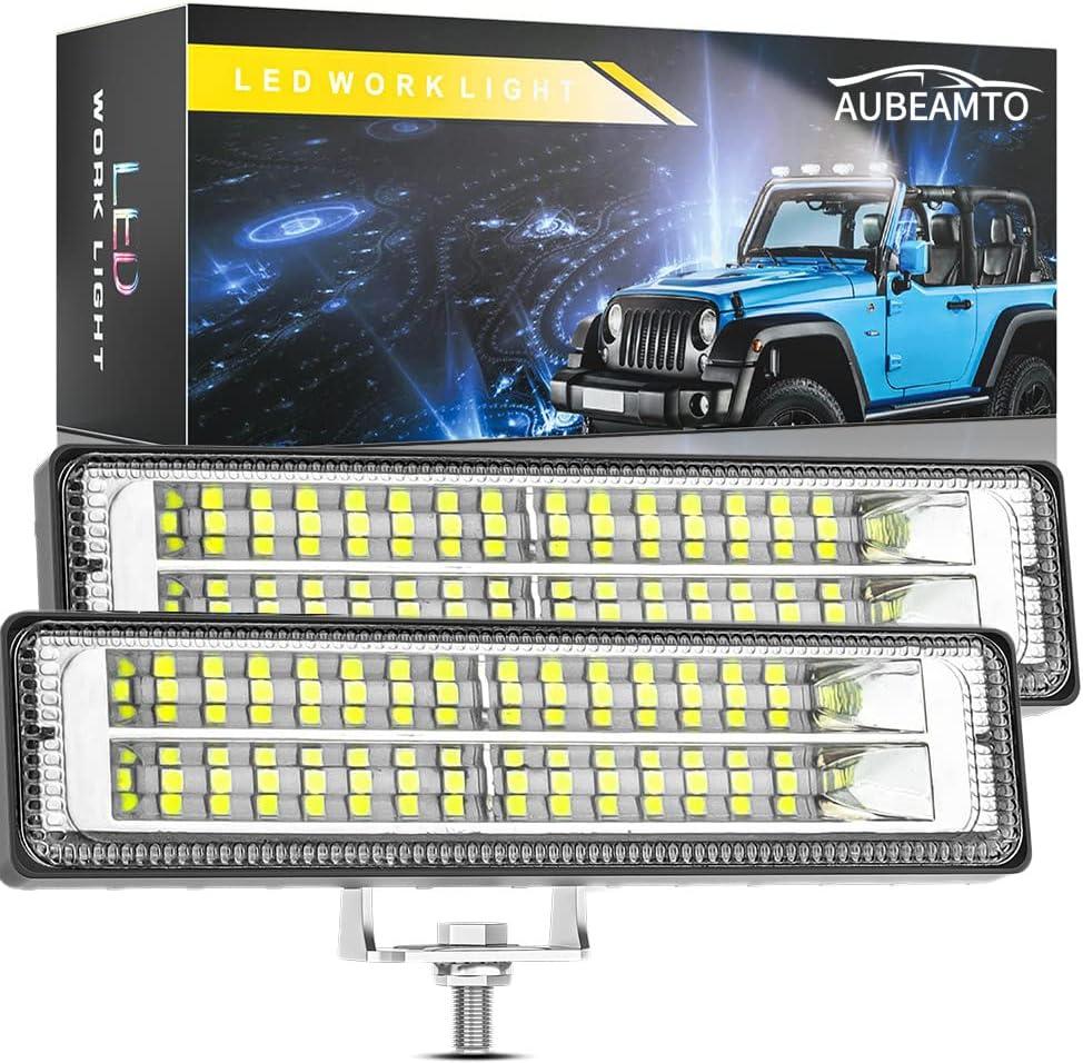 6 inch 84W Car Flood LED Work Light Bar 12000LM Driving Pods Lights 6500K White Off Road Fog Lamp Pods Fits for 12V/24V Truck Pickup SUV ATV UTV Tractor Building Lighting, 2-Pack