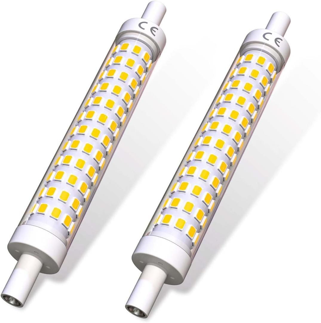 Lustaled R7s LED Bulb 118mm 10W 1300LM Day Light 6000K 110-130V J118 J Type Linear Double Ended 100W Halogen Equivalent for Floodlight Landscape (2 Pack Not Dimmable)