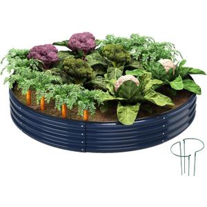 Galvanized Metal Planter Round Raised Garden Bed Kit for Gardening Outdoor，3x3x1ft Grow Garden Box Raised Flower Bed，Round Galvanized Planter Outdoor Large Metal Fire Pit Ring