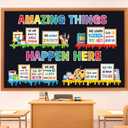 Qilery Bookshelf Bulletin Board Set Motivational Classroom Decor Reading Library Bulletin Board Set Inspirational Cutout for Back to School Classroom Decoration (Amazing Thing Happen Here)