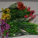 Artificial Fake Flowers for Outdoor UV Resistant,16 Bundles Silk Outside Plants Decoration for Hanging Planters, Daisy Eucalyptus Faux Flower Spring Summer Garden Yard Patio Balcony Home