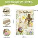He Is Risen Easter Garden Flag for Outside, 28x40 Inch Double Sided Spring Flags with Bunnies Flowers Cross, Easter Gifts Yard Decoration Flag for Outdoor Garden, Patio, Porch