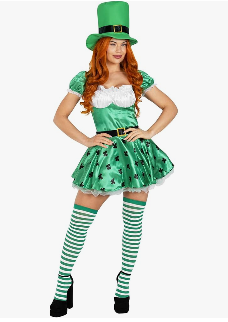 fun shack Adult Leprechaun Costume for Women, St Patricks Day Outfit, Irish Celebration Attire for Women L