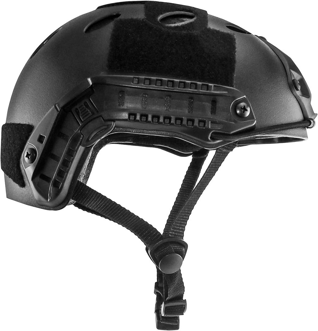 QWORK Tactical Helmet Maritime Helmet, Adjustable Paintball Airsoft Helmet with NVG Mount and Side Rails Fit a Variety of Accessories, ABS Lightweight Hard Shell, Black