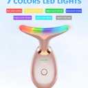 SDKWDH Red Light Therapy for Face and Neck, 7 Color Face Massager Tool for Wrinkles, Double Chin, Vibrating Facial Massager with Thermals for Skin Care, Rose Gold