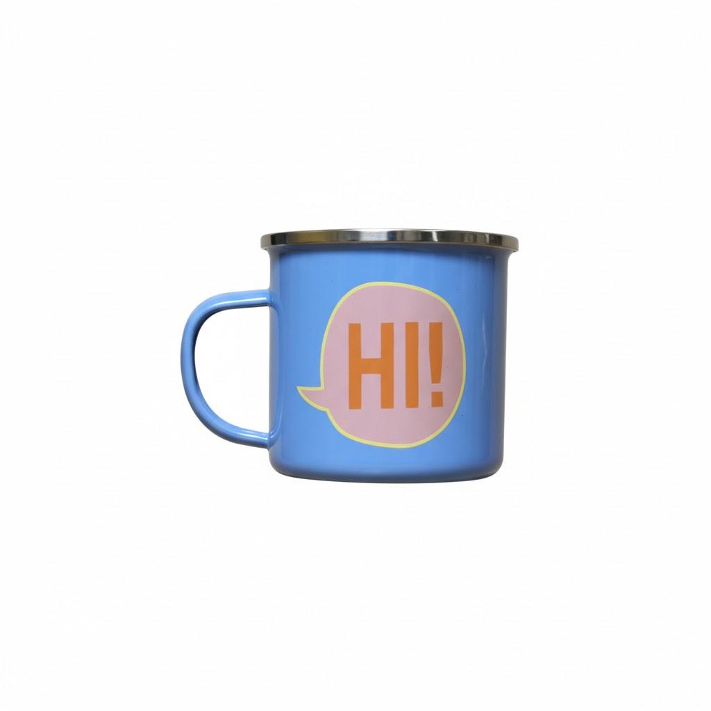HI!  Funny Bernese Mountain Dog Lover Pet Owner Idea - 12 Oz Blue Stainless Steel Camping Mug