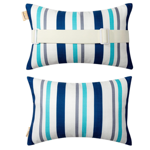 Chaise Lounge Head Resting Pillows, Blue Decorative Oudoor Patio Pillow with Insert & Adjustable Elastic Stripe for Recliner,Beach Chair,Office Chair Neck or Lumbar Attachment,Waterproof 2 Pack