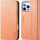 TUCCH Case for iPhone 16 Pro Max, PU Leather Wallet with [Kickstand] RFID Blocking 3 Card Slots Flip Book Cover [Protective TPU Interior Case] Compatible with iPhone 16 Pro Max 5G 2024, Peachy Pink