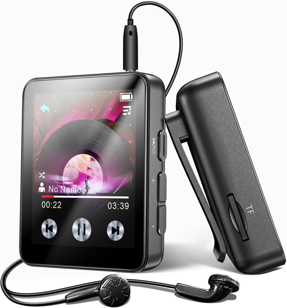 128GB Mini MP3 Player with Bluetooth 5.3,Portable Music Player for Kids with Clip,HiFi Sound,Voice Recorder,E-Book,Built-in HD Speaker,Digital Audio Player for Sport with Earphones & Screen Protector