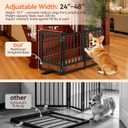 Dog Gate for Small Dogs, 48" No Drill Foldable Reinforced Base Pet Fence, Heavy Duty Step-Over Doorway Puppy Barrier, Anti-Tip Metal Frame, Supports 200+ lbs, Black