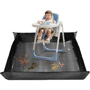 Splat Mat for Under High Chair, 59x59 Inches Large Size Mess Mat Floor Protector, Corner Snap Design, No Splash and Easy to Clean Versatile Feeding & Play Mat for Kids