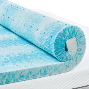 PERLECARE 3 Inch Queen Memory Foam Mattress Topper, Cooling Gel Infused Mattress Pad, Ventilated Bed Topper for Pressure Relief, Made with CertiPUR-US Certified Foam, Blue