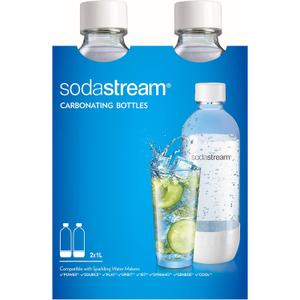 Sodastream Dishwasher Safe 1L Classic DWS Carbonating Bottle White (twinpack), Pack of 2