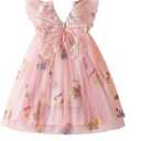 NNJXD Baby Girl Tulle Dress Casual Flower Embroidery Toddler Dresses (Pink)