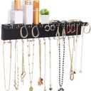 Necklace Holder Organizer Wall Mount,Jewelry Holder Organizer with 30 Hooks,Oak Jewelry Organizer and Storage for Necklaces,Bracelets and Rings (Black)