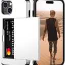 Nvollnoe Compatible with iPhone 15 Plus Case with Card Holder Heavy Duty Protective Dual Layer Shockproof Hidden Card Slot Slim Wallet Phone Cover for Women&Men 6.7 inch(White)