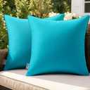 MIULEE Pack of 2 Decorative Outdoor Waterproof Pillow Covers Square Garden Cushion Sham Throw Pillowcase Shell for Patio Tent Couch 18x18 Inch Turquoise