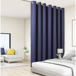 BONZER Room Divider Curtain Total Privacy Wall Extra Wide Grommet Room Darkening Curtains for Patio Sliding Glass Door, 108L x 150W Inch (9L x 12.5W ft), 1 Panel, Blue