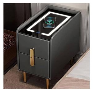 Nightstand Bedside Smart Nightstand with 2 Drawers Bedside Table with Wireless Charging Bedside Cabinet for Bedroom Living Room End Side Table Safe and Stable (35CM, Grey)