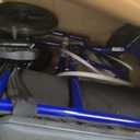 Medline Lightweight Foldable Transport Wheelchair with Handbrakes and 12-Inch Wheels, Blue Frame, Black Upholstery