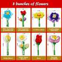 Flower Bouquet Building Set with Display Stand - Artificial Fake Plants Botanicals Flowers for Home Decor, for Boys Girls, Kids 6+, Adults
