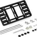 No Drill Front License Plate Bracket Holder - Universal License Plate Frame for Car Truck Van SUV with Galvanized Screw and Anti-Theft Bolt Caps, Stainless Steel Metal Binding Tape and Wrench Set