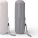 Jula Travel Toothbrush Holder (2-Pack)  Hygienic Leak-Resistant Case with Rinse Cup  Portable Toothbrush Cover for Travel, Gym & School