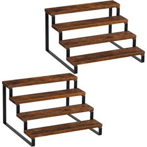Giikin Set of 2 Wooden Display Stand Riser, 4 Tier Display Stand Perfume Organizer Stand Cupcake Stand Holder, Tiered Display Stand Risers Display Shelf for Home and Shop