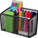 BEYGORM Magnetic Dry Erase Marker Holder for Whiteboard, Mesh Pen & Pencil Holder for Refrigerator, Strong Magnetic Basket for School Locker, Office & Classroom Organizer (Black, 1-Pack)