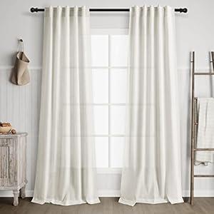 38 inches Wide Cream Natural Linen Curtains 90 Inch Length 2 Panels for Living Room Rod Pocket Back Tab Window Curtain Drapes Neutral Rustic Farmhouse Decor Ivory Dining Room Curtain 90 inches Long