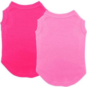 2 x Chol&Vivi Dog Clothes, 2pcs Soft Cotton T-Shirts for Small, Medium, Large, Extra Large Dogs (Pink and Rose Red, M (18" Chest))
