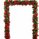5Pcs(41FT) Flower Garland Artificial Rose Vine Garland Artificial Flowers for Wedding Party Arch Garden Floral Garlands Decor (Red and Greenery)