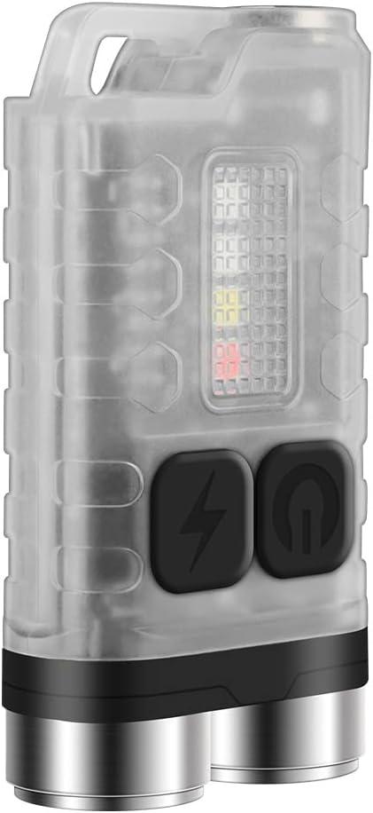 BORUIT V3 Small Powerful EDC Flashlight with Red UV Blue Light -Super Brigh Rechargeable Mini Pocket LED Keychain Flash Light - 10 Mode, USB-C, IP65 Waterproof, Magnet (White)