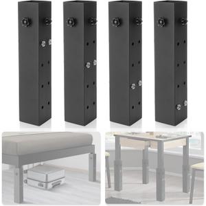 IRONWALLS Dorm Bed Risers Heavy Duty 4 Pack, 3.15 Diameter Square Metal Furniture Risers Adjustable for Bed Frame Table Legs with Diameter 1.5-3, Lift to 11, 8, 5, 3 Height, Hold Up to 9000lbs