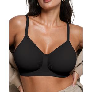 OEAK Bralettes for Women No Padding Comfortable Wireless Bras Seamless Bralette No Underwire Bra Cute Everyday Tshirt Bras (Black)