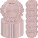 100 Pcs Rose Gold Charger Plates Bulk, 13" Reef Plate Chargers | for Dinner Plates, Plastic Floral Decorative Plates, for Table Setting, Wedding, Christmas, Party, Event, Decoration
