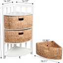 happimess Quart 3-Tier Acacia Wood Corner Cabinet 34", White (14.37"D x 14.37"W x 33.86"H)
