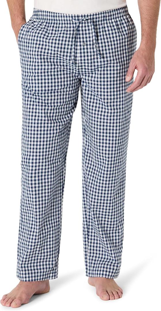 Amazon Essentials Men's Cotton Poplin Straight-Fit Pajama Pants with Drawstring Elastic Waist (M)